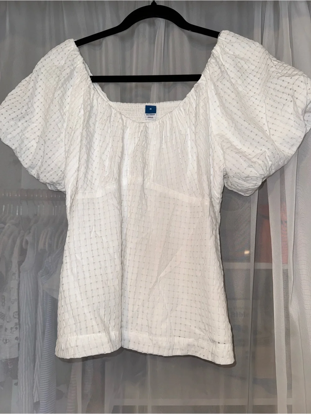 Old Navy White Puff-Sleeve Peasant Top